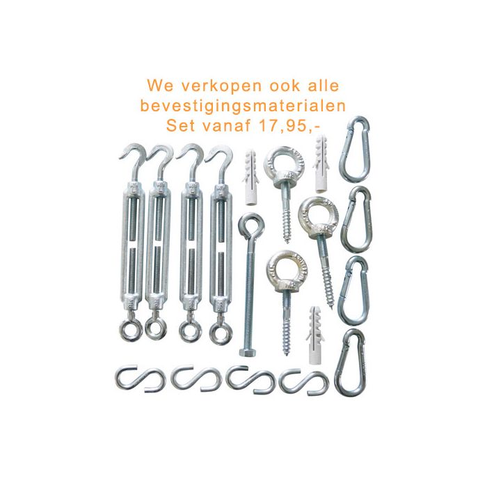 Waterdicht schaduwdoek 3x3x4,24 meter - 160g/m2 gecoat polyester